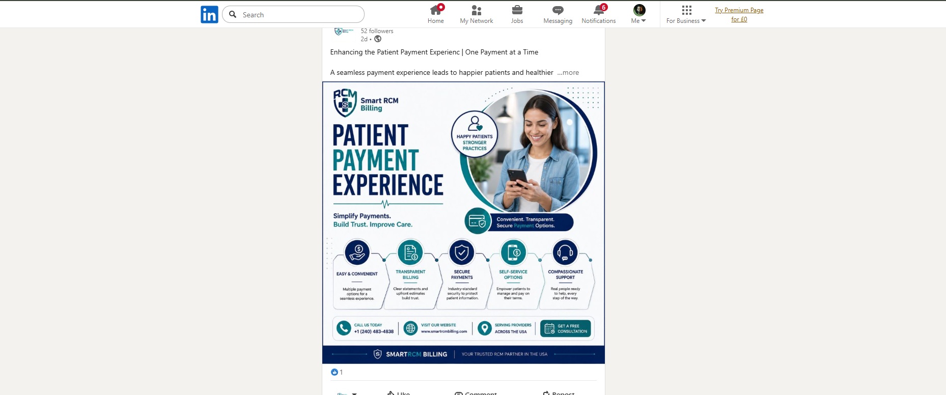 Smart RCM Billing LinkedIn B2B infographic content