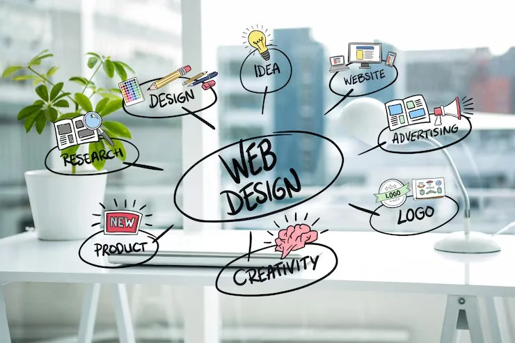 Design research and wireframing stage of a website project